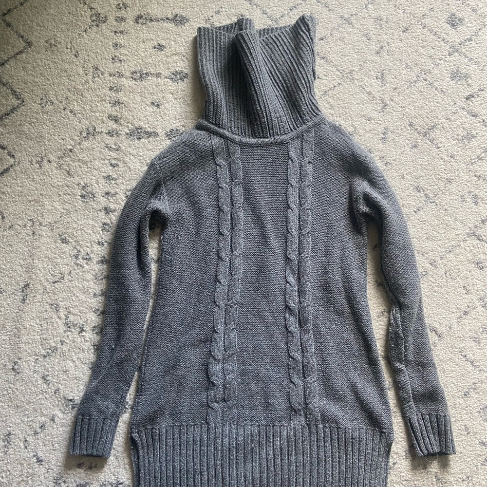 J. Crew Charcoal Cable Knit Turtleneck Sweater